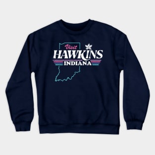 Visit Hawkins, Indiana – Stranger Things 1980s Tourist Souvenir design with Demogorgon Crewneck Sweatshirt